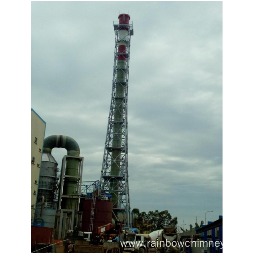 Power plant tower frame support chimney